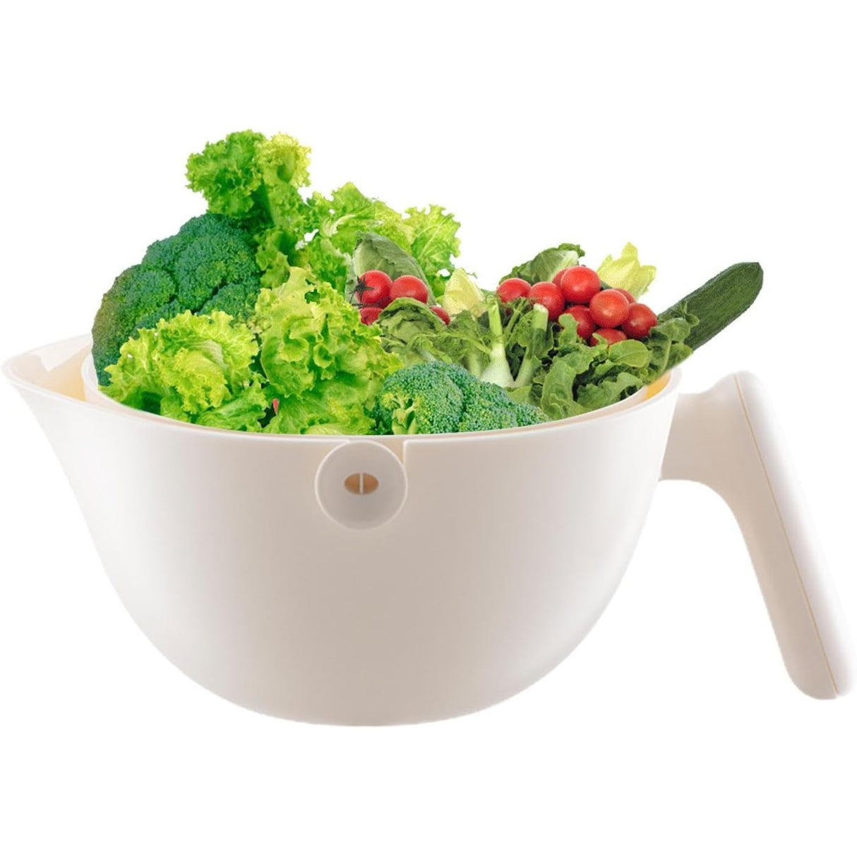 Bol Cu Doua Straturi, Pentru Fructe, Legume, Cu Cos De Scurgere A Apei, 2L, Din Abs+Pp, 29.9 X 22.5 X 11.8 Cm - vivimall.ro