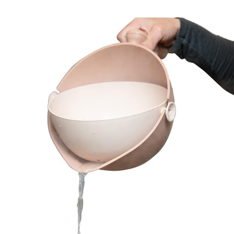 Bol cu Doua Straturi, Vivimall, pentru Fructe, Legume, cu Cos de Scurgere a Apei, 2L, din ABS+PP, 29.9 x 22.5 x 11.8 cm, Maro - vivimall.ro