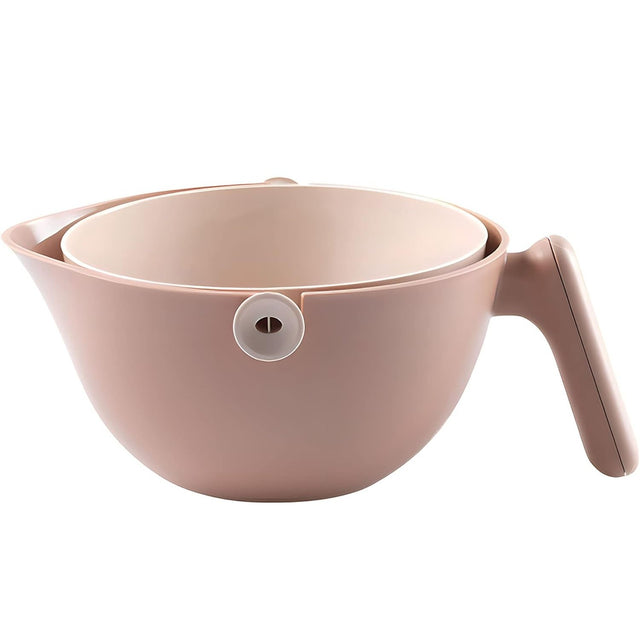 Bol cu Doua Straturi, Vivimall, pentru Fructe, Legume, cu Cos de Scurgere a Apei, 2L, din ABS+PP, 29.9 x 22.5 x 11.8 cm, Maro - vivimall.ro