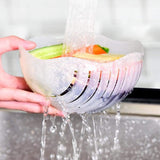 Bol Feliator pentru Salata, Vivimall, Castron Multifunctional pentru Legume si Fructe, pentru Spalat si Taiat Legumele, cu Scurgere si Tocator, Ergonomic, Protectie pentru Maini, 21x18.5x11.5 cm, Roz - vivimall.ro