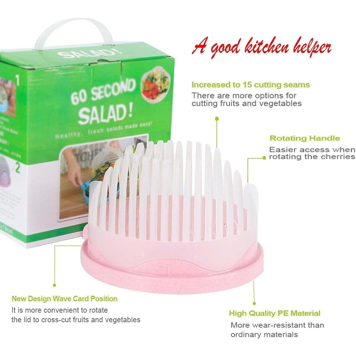 Bol Feliator Pentru Salata, Castron Multifunctional Pentru Legume Si Fructe, Pentru Spalat Si Taiat Legumele, Cu Scurgere Si Tocator, Ergonomic, Protectie Pentru Maini, 21X18.5X11.5 Cm - vivimall.ro