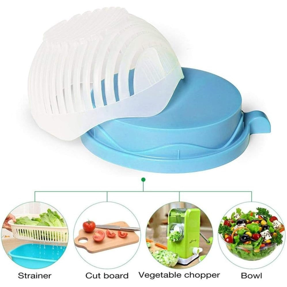 Bol Feliator Pentru Salata, Castron Multifunctional Pentru Legume Si Fructe, Pentru Spalat Si Taiat Legumele, Cu Scurgere Si Tocator, Ergonomic, Protectie Pentru Maini, 21X18.5X11.5 Cm - vivimall.ro