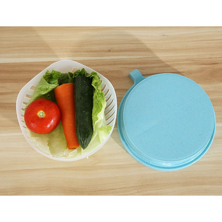 Bol Feliator Pentru Salata, Castron Multifunctional Pentru Legume Si Fructe, Pentru Spalat Si Taiat Legumele, Cu Scurgere Si Tocator, Ergonomic, Protectie Pentru Maini, 21X18.5X11.5 Cm - vivimall.ro