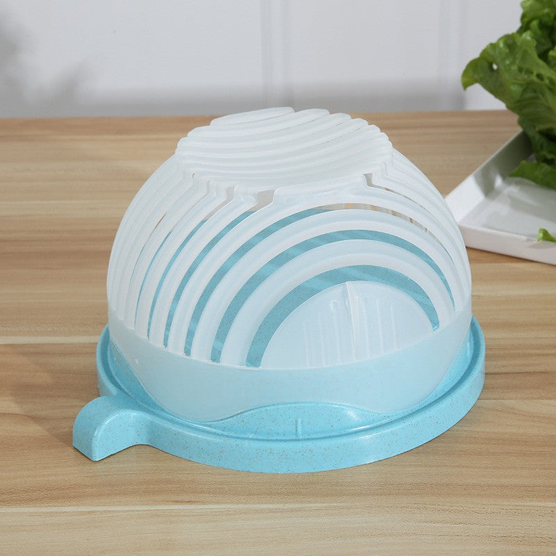Bol Feliator Pentru Salata, Castron Multifunctional Pentru Legume Si Fructe, Pentru Spalat Si Taiat Legumele, Cu Scurgere Si Tocator, Ergonomic, Protectie Pentru Maini, 21X18.5X11.5 Cm - vivimall.ro