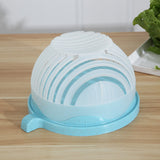 Bol Feliator Pentru Salata, Castron Multifunctional Pentru Legume Si Fructe, Pentru Spalat Si Taiat Legumele, Cu Scurgere Si Tocator, Ergonomic, Protectie Pentru Maini, 21X18.5X11.5 Cm - vivimall.ro