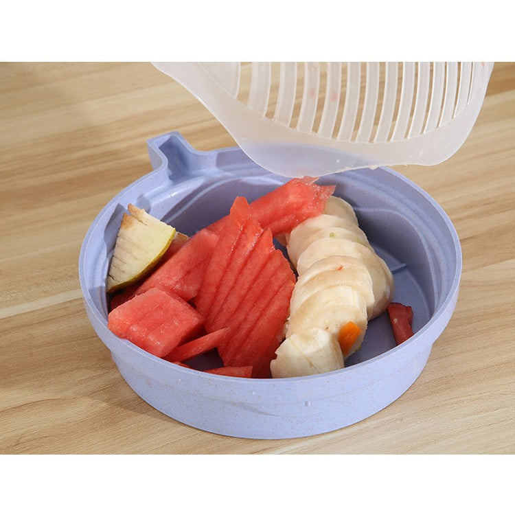 Bol Feliator Pentru Salata, Castron Multifunctional Pentru Legume Si Fructe, Pentru Spalat Si Taiat Legumele, Cu Scurgere Si Tocator, Ergonomic, Protectie Pentru Maini, 21X18.5X11.5 Cm - vivimall.ro