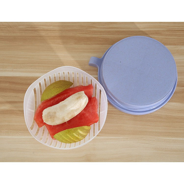 Bol Feliator Pentru Salata, Castron Multifunctional Pentru Legume Si Fructe, Pentru Spalat Si Taiat Legumele, Cu Scurgere Si Tocator, Ergonomic, Protectie Pentru Maini, 21X18.5X11.5 Cm - vivimall.ro
