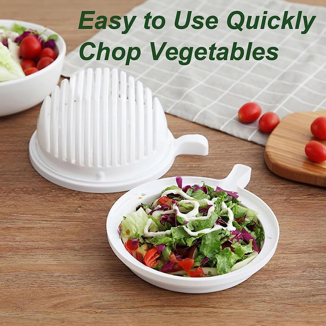 Bol Feliator Pentru Salata, Castron Multifunctional Pentru Legume Si Fructe, Pentru Spalat Si Taiat Legumele, Cu Scurgere Si Tocator, Ergonomic, Protectie Pentru Maini, 21X18.5X11.5 Cm - vivimall.ro