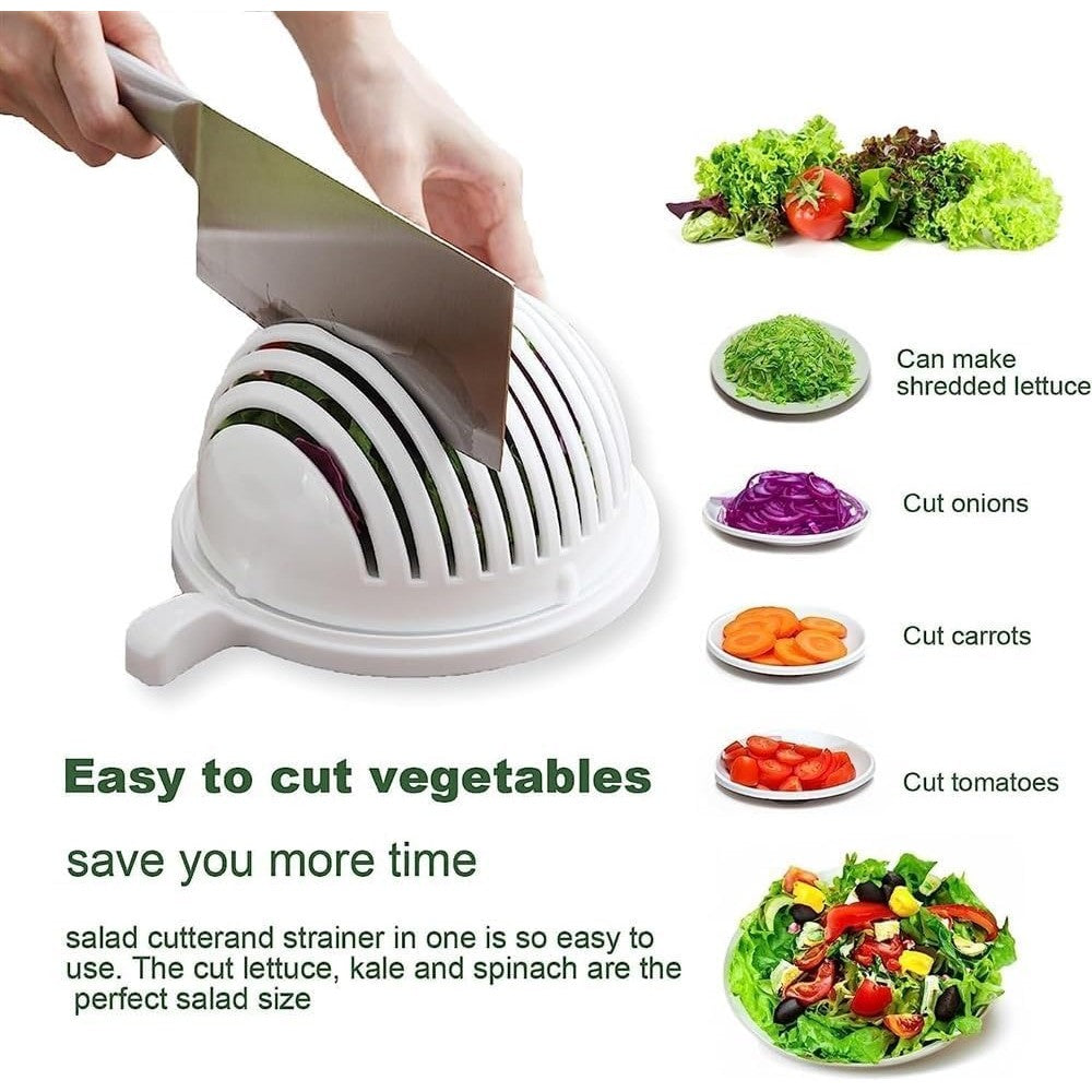 Bol Feliator Pentru Salata, Castron Multifunctional Pentru Legume Si Fructe, Pentru Spalat Si Taiat Legumele, Cu Scurgere Si Tocator, Ergonomic, Protectie Pentru Maini, 21X18.5X11.5 Cm - vivimall.ro