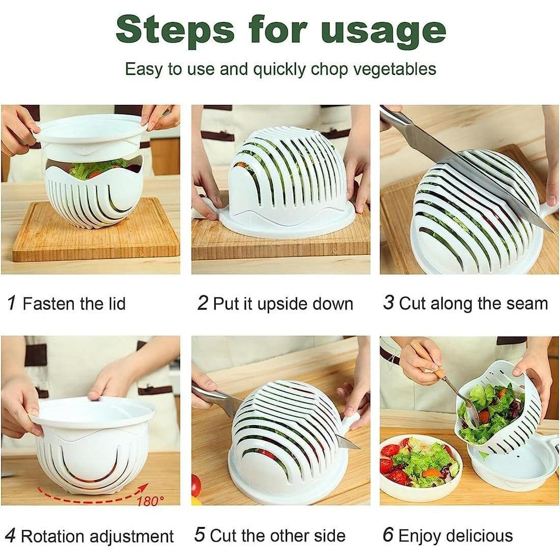 Bol Feliator Pentru Salata, Castron Multifunctional Pentru Legume Si Fructe, Pentru Spalat Si Taiat Legumele, Cu Scurgere Si Tocator, Ergonomic, Protectie Pentru Maini, 21X18.5X11.5 Cm - vivimall.ro