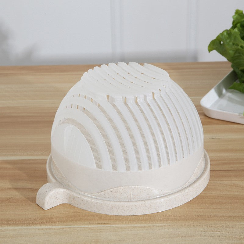 Bol Feliator Pentru Salata, Castron Multifunctional Pentru Legume Si Fructe, Pentru Spalat Si Taiat Legumele, Cu Scurgere Si Tocator, Ergonomic, Protectie Pentru Maini, 21X18.5X11.5 Cm - vivimall.ro