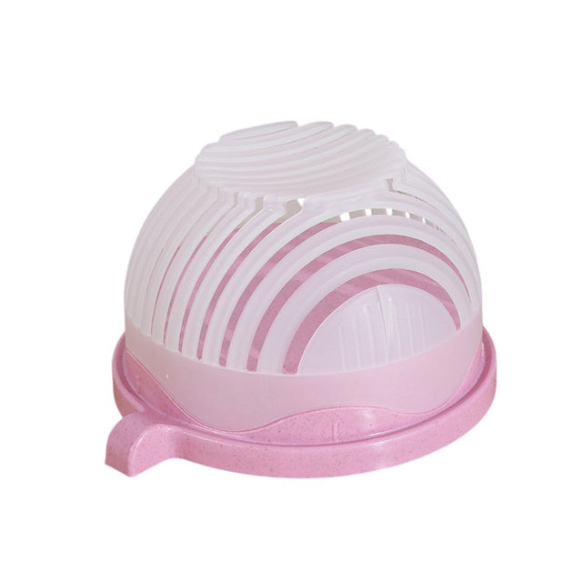 Bol Feliator pentru Salata, Vivimall, Castron Multifunctional pentru Legume si Fructe, pentru Spalat si Taiat Legumele, cu Scurgere si Tocator, Ergonomic, Protectie pentru Maini, 21x18.5x11.5 cm, Roz - vivimall.ro