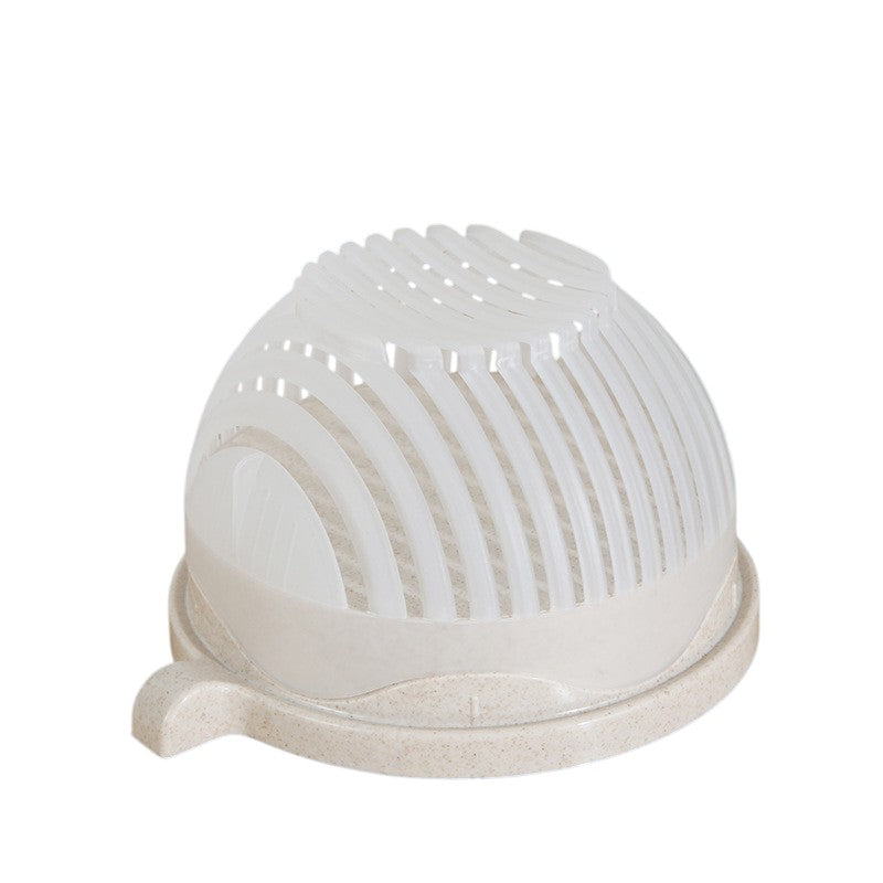 Bol Feliator Pentru Salata, Castron Multifunctional Pentru Legume Si Fructe, Pentru Spalat Si Taiat Legumele, Cu Scurgere Si Tocator, Ergonomic, Protectie Pentru Maini, 21X18.5X11.5 Cm - vivimall.ro