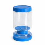 Borcan de Muraturi, Vivimall, Borcan cu Separator Divizat de 34oz pentru Lichide, Ermetic, Termorezistent, Tip Clepsidra, 800 ml, 21 x 11 x 11 cm, Capac Albastru - vivimall.ro