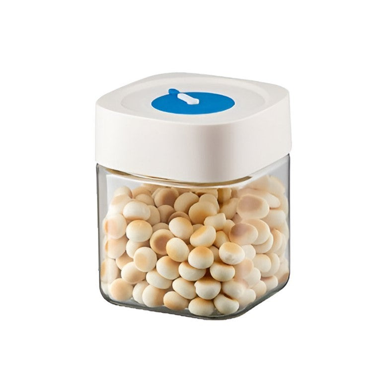 Borcan Din Sticla De Inalta Calitate, Capac Ermetic, Uz Casnic, Depozitarea Condimentelor Sau A Alimentelor Umede Si Uscate, 750 Ml, 10X10X12.2 Cm, Alb - vivimall.ro