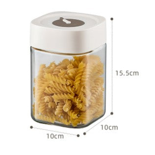 Borcan din sticlă cu capac ermetic, 1000 mL, 10x10x15.5 cm, alb