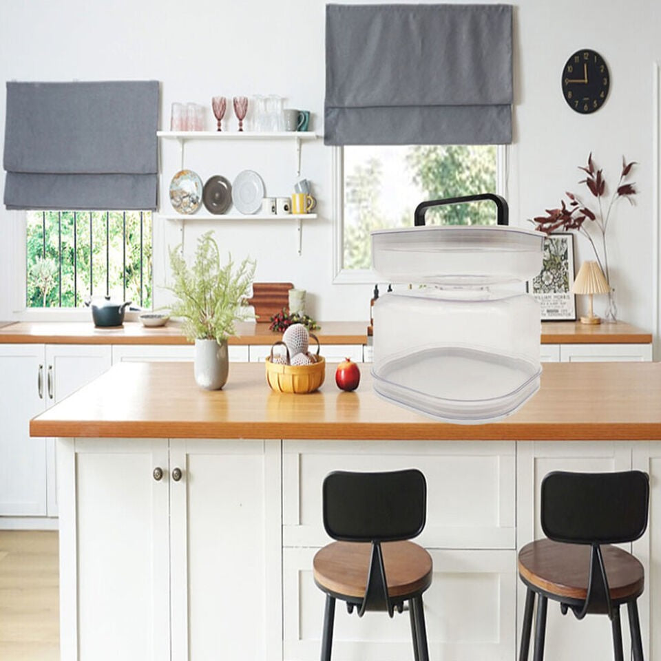 Borcan pentru Muraturi, Vivimall, cu Separator pentru Lichide, Ermetic, Termorezistent, Tip Clepsidra, 1400 ml, ABS, Alb, 13.5x9.5 cm - vivimall.ro