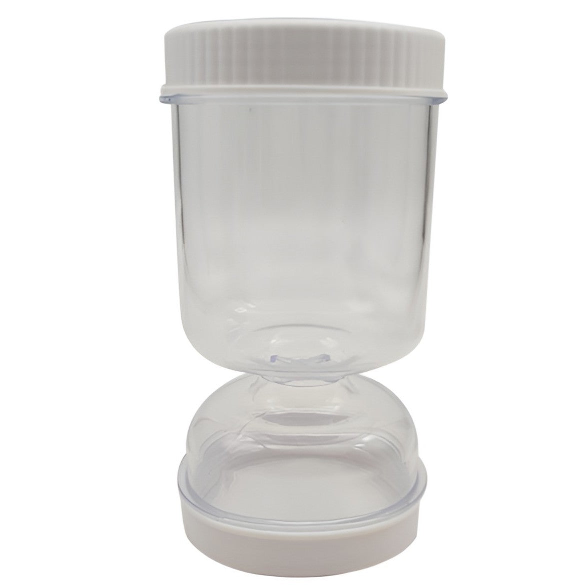 Borcan pentru Muraturi, Vivimall, cu Separator pentru Lichide, Ermetic, Termorezistent, Tip Clepsidra, 2 Furculite Incluse, ABS, Alb, 18x9x9 cm - vivimall.ro