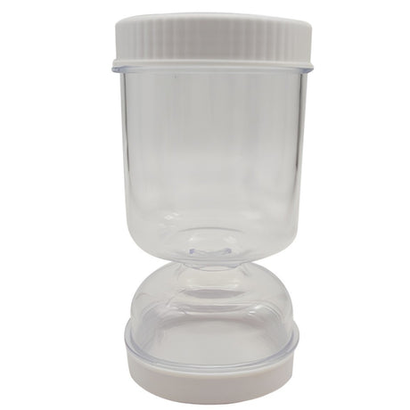 Borcan pentru Muraturi, Vivimall, cu Separator pentru Lichide, Ermetic, Termorezistent, Tip Clepsidra, 2 Furculite Incluse, ABS, Alb, 18x9x9 cm - vivimall.ro