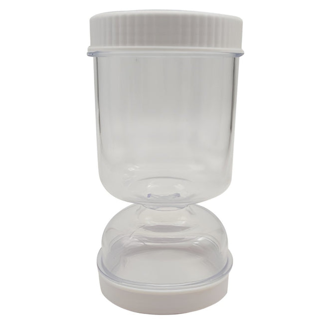 Borcan pentru Muraturi, Vivimall, cu Separator pentru Lichide, Ermetic, Termorezistent, Tip Clepsidra, 2 Furculite Incluse, ABS, Alb, 18x9x9 cm - vivimall.ro