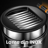 Borcan Feliator de Fructe si Legume, Vivimall, Lame in Inox Incorporate, Feliator pentru Fructe si Legume de Dimensiuni Mici si Medii, 10.5 x 6 cm, Negru - vivimall.ro