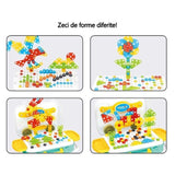 JUCARIE EDUCATIVA PENTRU COPII, FLIPPY, SET 207 PIESE, 6 IN 1, VALIZA CU BORMASINA, VERDE