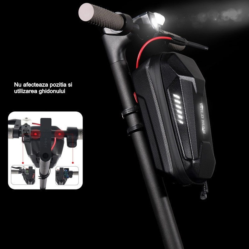 Borseta Pentru Bicicleta/Trotineta Spatiu De Depozitare, Antisoc, Waterproof, Cu Fermoar, 3L, Material Carbon Si Plastic Dur, Pentru Trotineta Electrica Scuter, Bicicleta - vivimall.ro