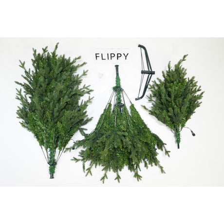 Brad Artificial de Craciun, Becuri led incluse in ramuri, pentru interior/exterior, inaltime 180 cm, diametru 128 cm, 1246 ramuri, Flippy, verde, suport metalic inclus - vivimall.ro
