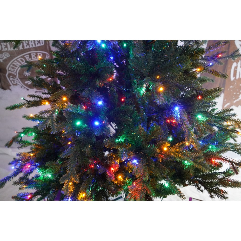 Brad Artificial de Craciun, Becuri led incluse in ramuri, pentru interior/exterior, inaltime 180 cm, diametru 128 cm, 1246 ramuri, Flippy, verde, suport metalic inclus - vivimall.ro