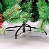 Brad Artificial de Craciun Bogat, Decorat cu Conuri Pin Rosii, pentru Interior/Exterior, Inaltime 120 cm, Vivimall, Verde, suport metalic inclus