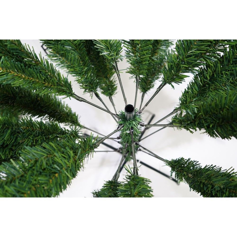 Brad artificial de Craciun, clasic, pentru interior/exterior, inaltime 150 cm, diametru 88 cm, 437 ramuri, Flippy, verde, suport metalic inclus - vivimall.ro