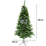 Brad artificial de Craciun, clasic, pentru interior/exterior, inaltime 180 cm, diametru 105 cm, 649 ramuri, Flippy, verde, suport metalic inclus - vivimall.ro