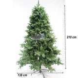 Brad artificial de Craciun, clasic, pentru interior/exterior, inaltime 210 cm, diametru 138 cm, 858 ramuri, Flippy, verde, suport metalic inclus - vivimall.ro
