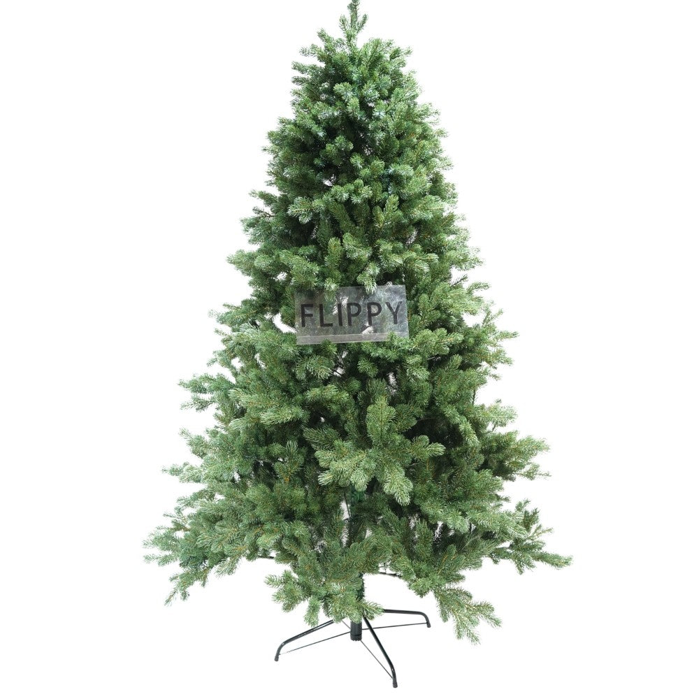 Brad artificial de Craciun, clasic, pentru interior/exterior, inaltime 210 cm, diametru 138 cm, 858 ramuri, Flippy, verde, suport metalic inclus - vivimall.ro