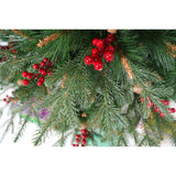 Brad artificial de Craciun Bogat Premium, decorat cu conuri pin rosii, inaltime 180 cm, 414 ramuri, Flippy, verde, suport metalic inclus - vivimall.ro