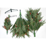 Brad artificial de Craciun, decorat cu conuri pin rosii, pentru interior/exterior, inaltime 150 cm, diametru 104 cm, 323 ramuri, Flippy, verde, suport metalic inclus - vivimall.ro