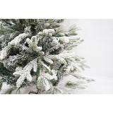 Brad Artificial de Craciun, Vivimall, 1.5 m inaltime, Verde, Pulverizat complet alb-tip zapada, Interior/ Exterior, Ramuri bogate, Resigilat - vivimall.ro