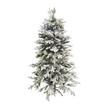 Brad Artificial de Craciun, Vivimall, 1.5 m inaltime, Verde, Pulverizat complet alb-tip zapada, Interior/ Exterior, Ramuri bogate, Resigilat - vivimall.ro