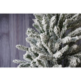 Brad Artificial de Craciun, Flippy, 1.8 m inaltime, Verde, Pulverizat alb-tip zapada, Diametru inferior 110 cm, Interior/ Exterior - vivimall.ro