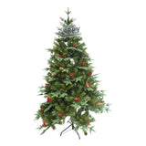 Brad Artificial De Craciun Bogat, 1.80 M Inaltime, 774 Ramuri, Premium, Decorat Cu 56 Conuri Pin Rosii, Interior/ Exterior