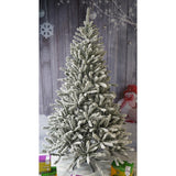 Brad Artificial de Craciun, Flippy, 2.10 m inaltime, Verde, Pulverizat alb-tip zapada, Diametru inferior 130 cm, Interior/ Exterior - vivimall.ro