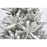 Brad Artificial de Craciun, Flippy, 2.10 m inaltime, Verde, Pulverizat alb-tip zapada, Diametru inferior 130 cm, Interior/ Exterior - vivimall.ro