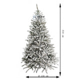 Brad Artificial de Craciun, Flippy, 2.10 m inaltime, Verde, Pulverizat alb-tip zapada, Diametru inferior 130 cm, Interior/ Exterior - vivimall.ro