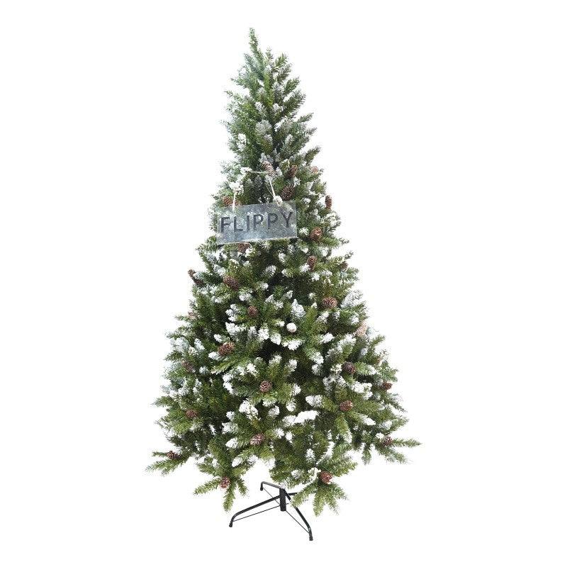 Brad Artificial Bogat De Craciun, 2.10 M Inaltime, Pulverizat Alb-Tip Zapada, Interior/ Exterior, 1266 Ramuri