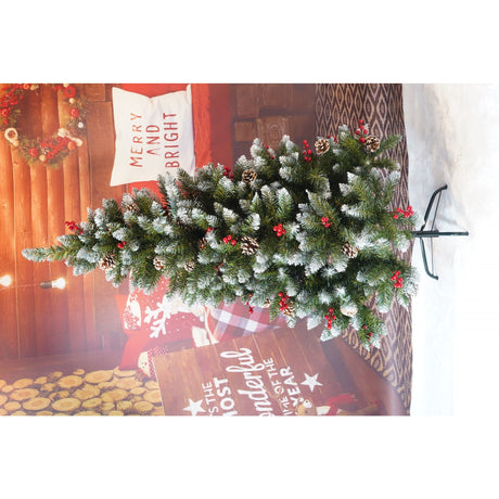 Brad Artificial de Craciun, Flippy, Sectionat pentru Perete/ Colt, 1.50 m inaltime, Verde, Decorat, Diametru Inferior 83 cm, Interior/ Exterior - vivimall.ro