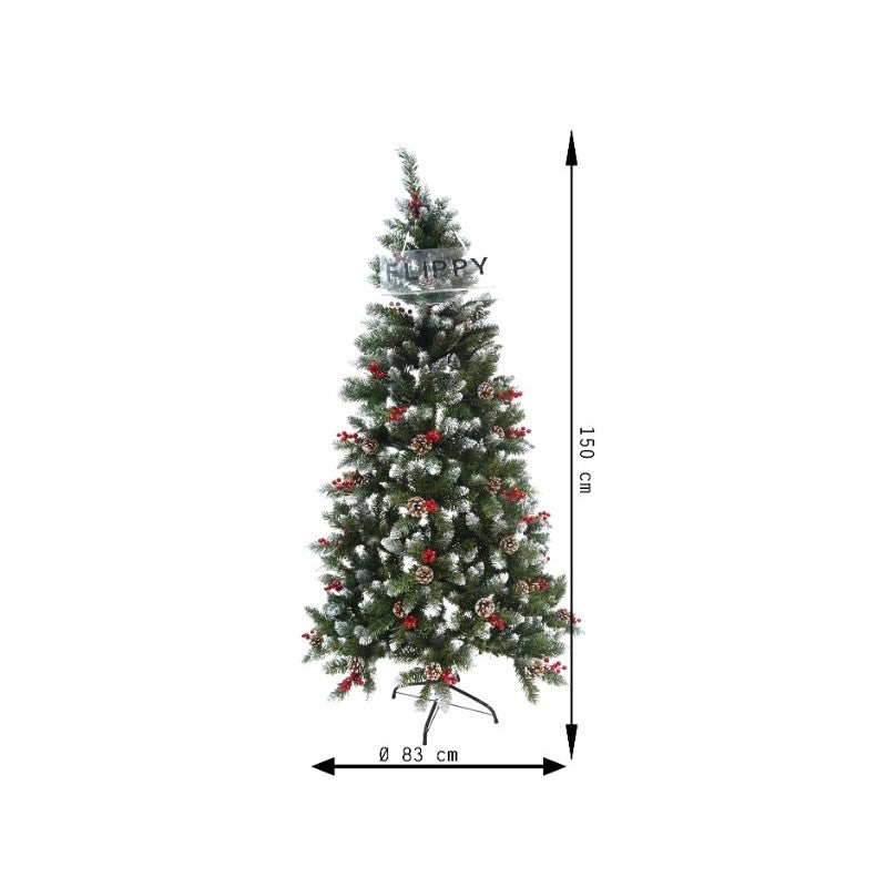 Brad Artificial De Craciun, Sectionat Pentru Perete/ Colt, 1.50 M Inaltime, Decorat, Diametru Inferior 83 Cm, Interior/ Exterior