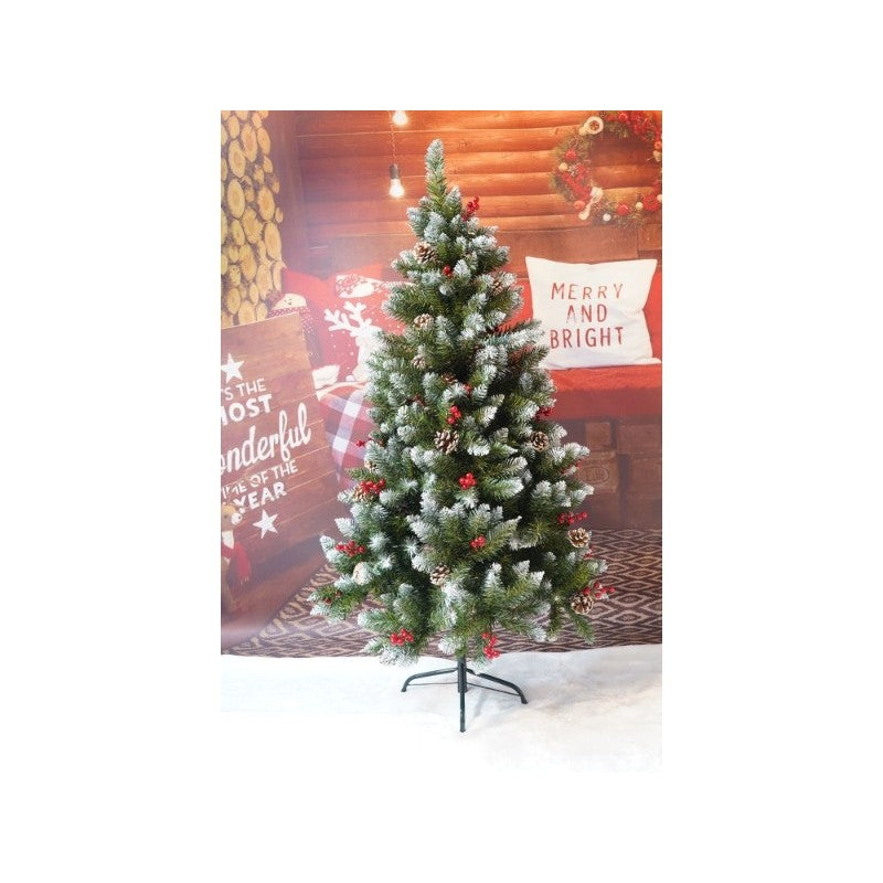 Brad Artificial De Craciun, Sectionat Pentru Perete/ Colt, 1.50 M Inaltime, Decorat, Diametru Inferior 83 Cm, Interior/ Exterior