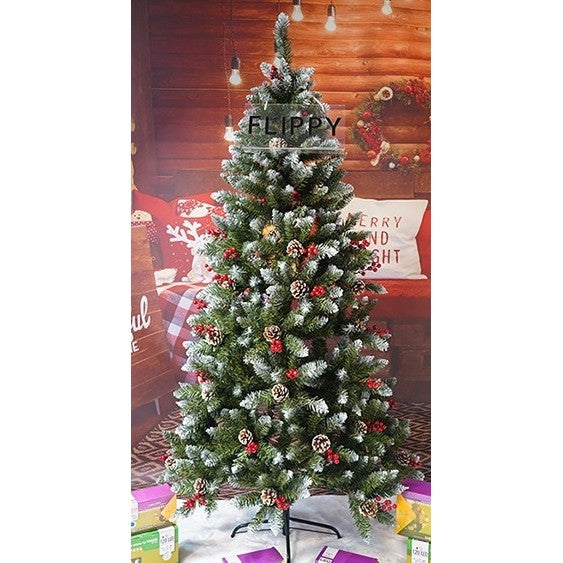 Brad Artificial de Craciun, Flippy, Sectionat pentru Perete/ Colt, 1.80 m inaltime, Verde, Decorat, Diametru Inferior 95 cm, Interior/ Exterior - vivimall.ro