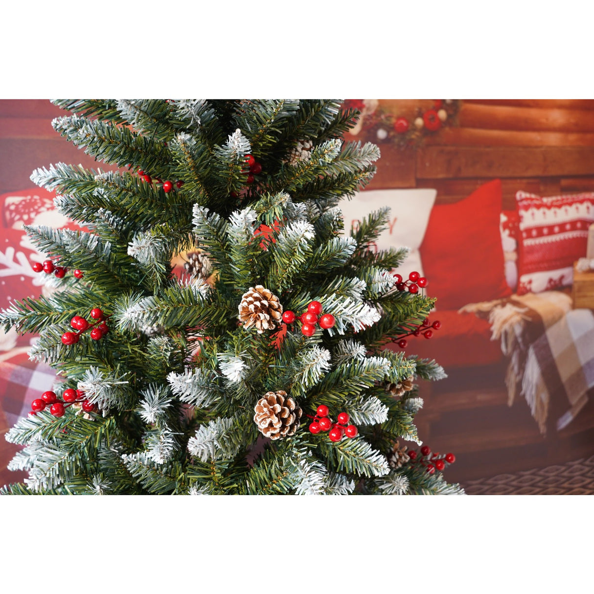 Brad Artificial de Craciun, Flippy, Sectionat pentru Perete/ Colt, 1.80 m inaltime, Verde, Decorat, Diametru Inferior 95 cm, Interior/ Exterior - vivimall.ro