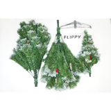 Brad artificial de Craciun nins, decorat cu conuri pin, pentru interior/exterior, inaltime 210 cm, diametru 147 cm, 1150 ramuri, Flippy, verde, suport metalic inclus - vivimall.ro